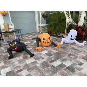 SET OF 3 Halloween crawling inflatables, pumpkin, cat and ghost new!